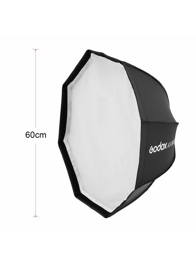 AD-S60S 23.6in/60cm Octagonal Softbox Studio Softbox Speedlight Diffuser Godox Mount with Grid Carrying Bag Compatible with Godox ML60 and AD300Pro Light for Photography Portrait