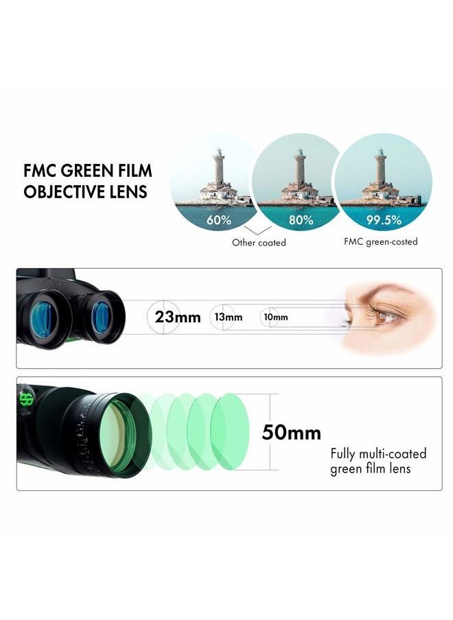 7X50 Marine Binoculars IPX7 Waterproof Binoculars for Boating with Illuminated Rangefinder and Compass BAK4 Prism FMC Military Floating Binoculars for Navigation Hunting w/Bag and Strap