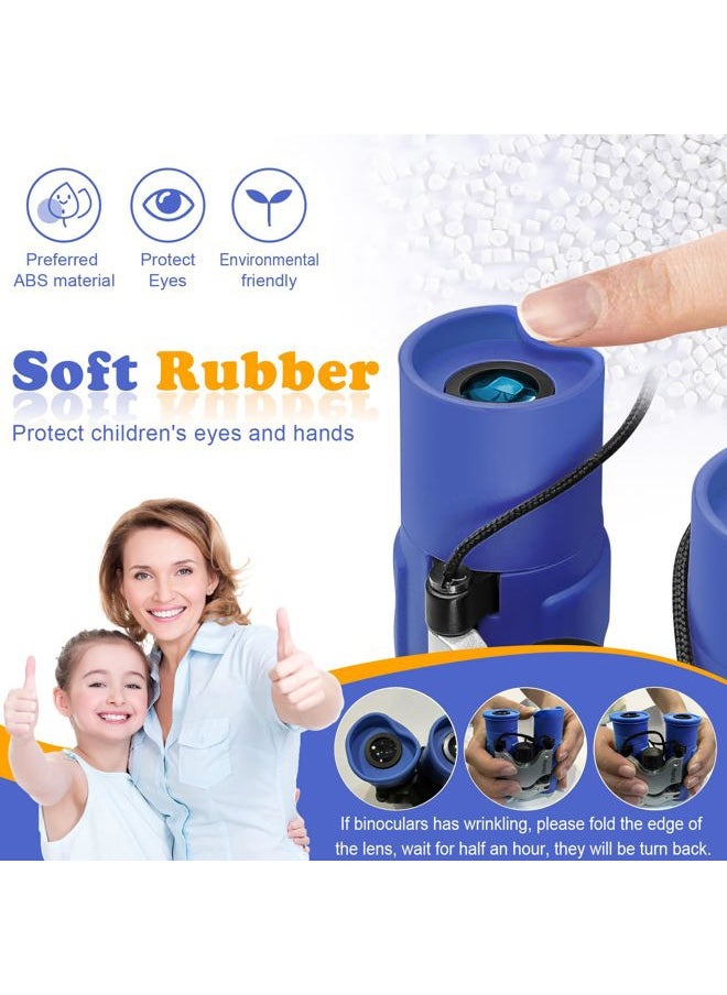 Obuby Real Binoculars for Kids Gifts for 3-12 Years Boys Girls 8x21 High-Resolution Optics Mini Compact Binocular Toys Shockproof Folding Small Telescope for Bird Watching,Travel, Camping, Blue