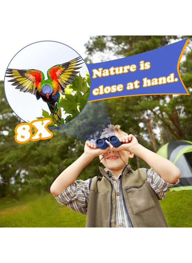 Obuby Real Binoculars for Kids Gifts for 3-12 Years Boys Girls 8x21 High-Resolution Optics Mini Compact Binocular Toys Shockproof Folding Small Telescope for Bird Watching,Travel, Camping, Blue