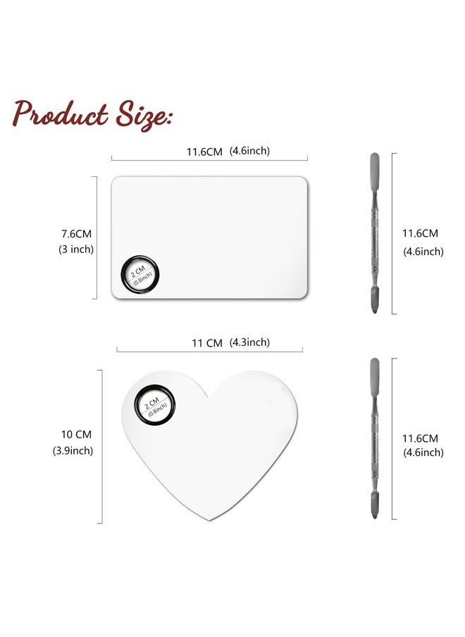 2Pcs Cosmetic Makeup Palette, Premium Stainless Steel Metal Makeup Mixing Palette with Spatula, Makeup Mixing Tray for Mixing Foundation/Eye Shadow/Mascara/Nail Polish/Pigment/Nail Art