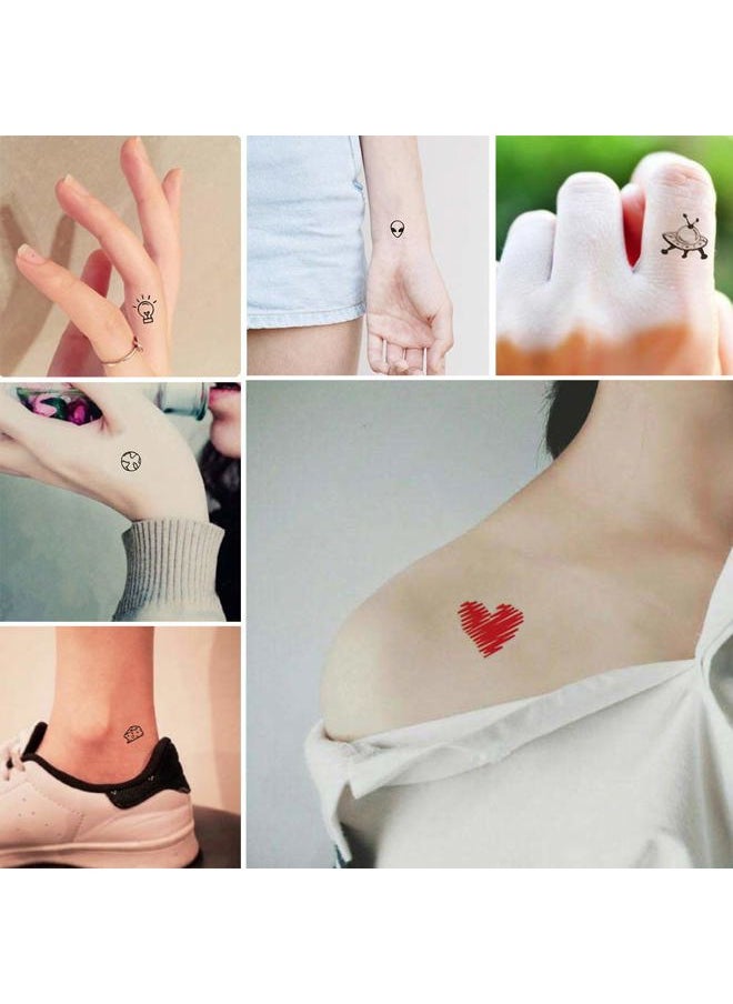Everjoy 180+ Tiny Cute Patterns Temporary Tattoos - 30 Pcs, Waterproof Words, Lines, Flowers, Artworks, Figures, Hearts, Patterns for Kids, Adults, Women and Men