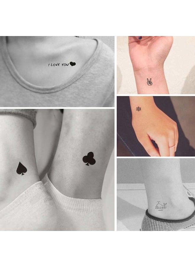 Everjoy 180+ Tiny Cute Patterns Temporary Tattoos - 30 Pcs, Waterproof Words, Lines, Flowers, Artworks, Figures, Hearts, Patterns for Kids, Adults, Women and Men