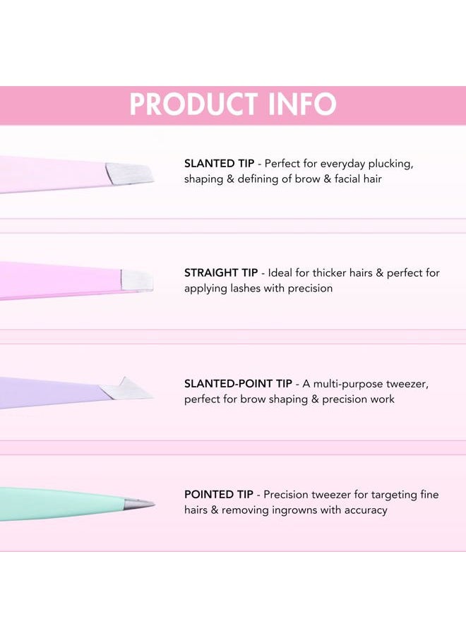 HD 4 Piece Combination Tweezer Set - Pastels