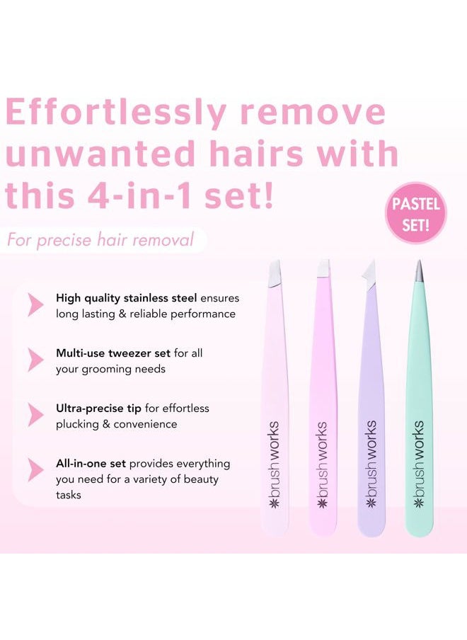 HD 4 Piece Combination Tweezer Set - Pastels