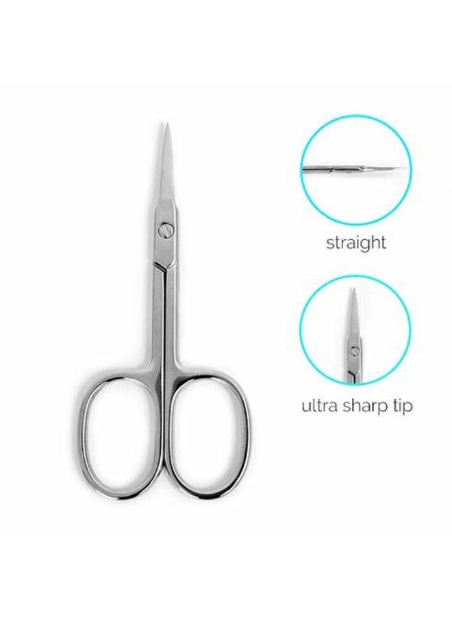 Straight Beauty Grooming Manicure Cuticle Scissors for Facial Hair, Nail, Moustache, Eyebrow, Eyelash, Nose, Ear, and Dry Skin, Men and Women, Stainless Steel