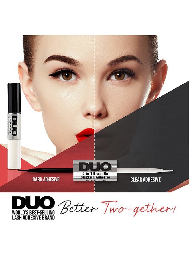 2-in-1 Brush On Clear & Dark Eyelash Glue – Dual-Ended False Lash Adhesive for Strip Lashes, Long Lasting Lash Glue, 0.18 oz, 1 Pack