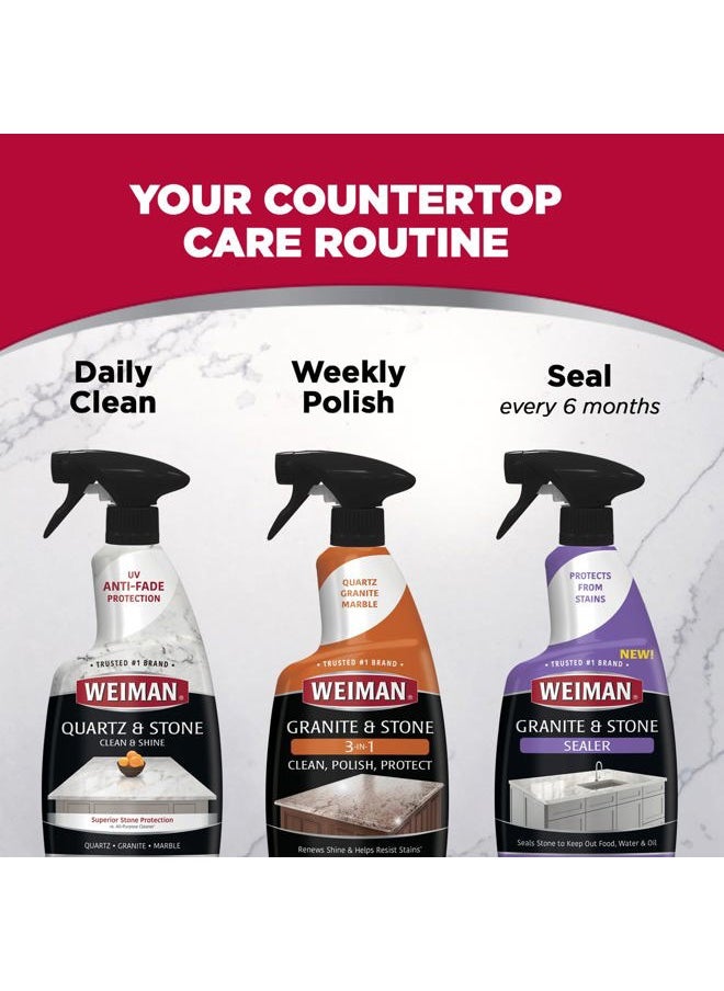 Quartz Countertop Cleaner and Polish (2 Pack w/Micro Towel) Clean and Shine Your Quartz Countertops Islands and Stone Surfaces with Ultra Violet Protection