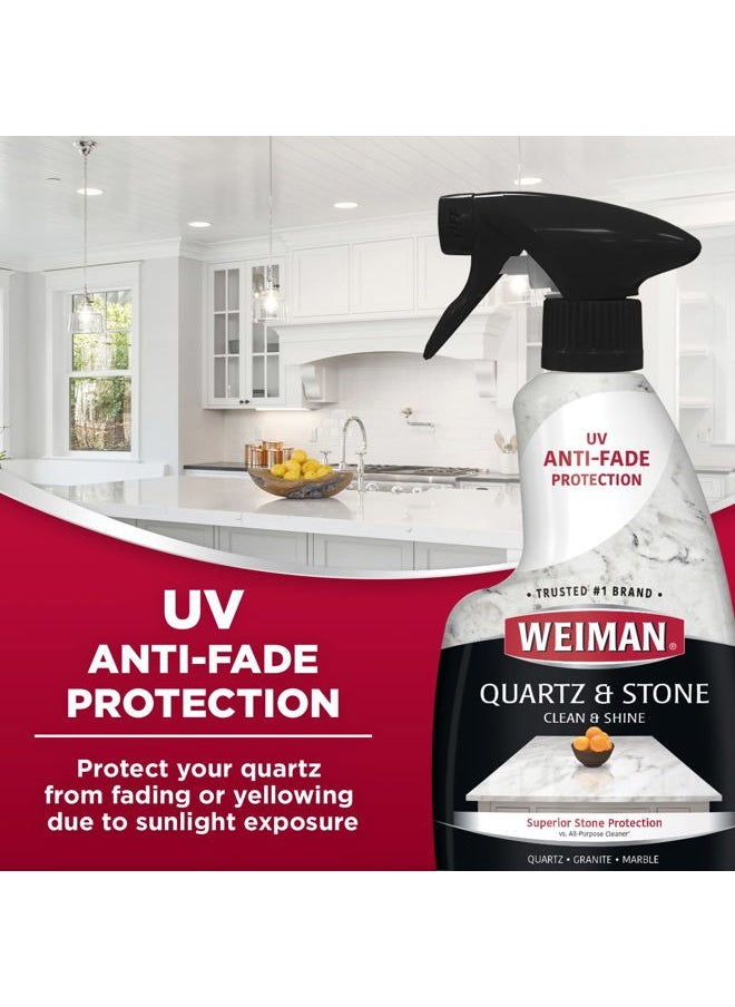 Quartz Countertop Cleaner and Polish (2 Pack w/Micro Towel) Clean and Shine Your Quartz Countertops Islands and Stone Surfaces with Ultra Violet Protection