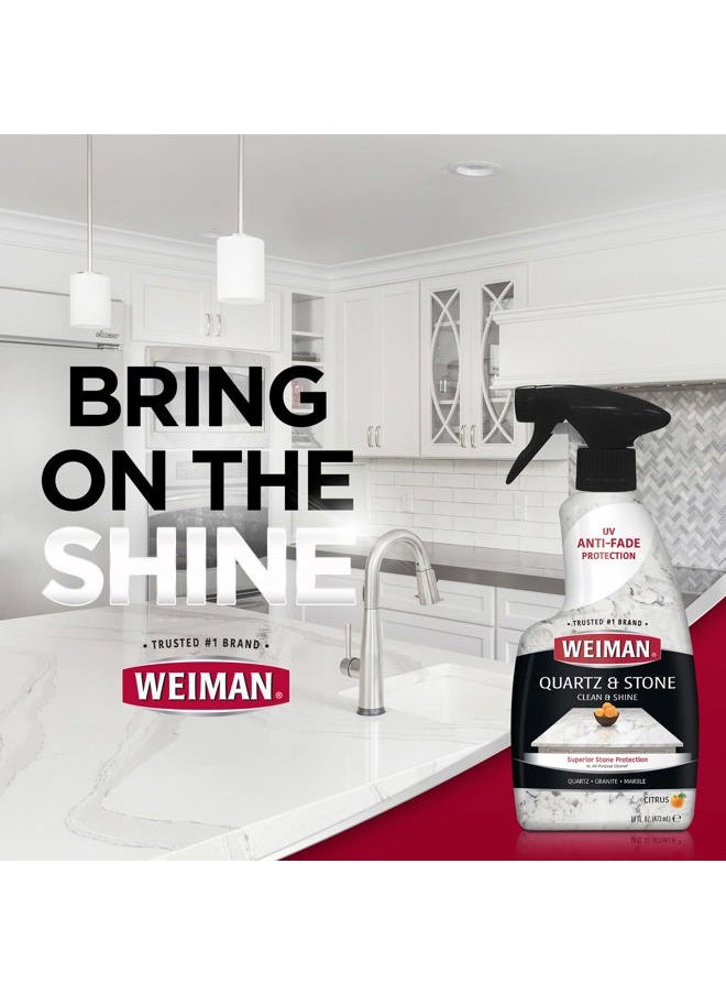 Quartz Countertop Cleaner and Polish (2 Pack w/Micro Towel) Clean and Shine Your Quartz Countertops Islands and Stone Surfaces with Ultra Violet Protection