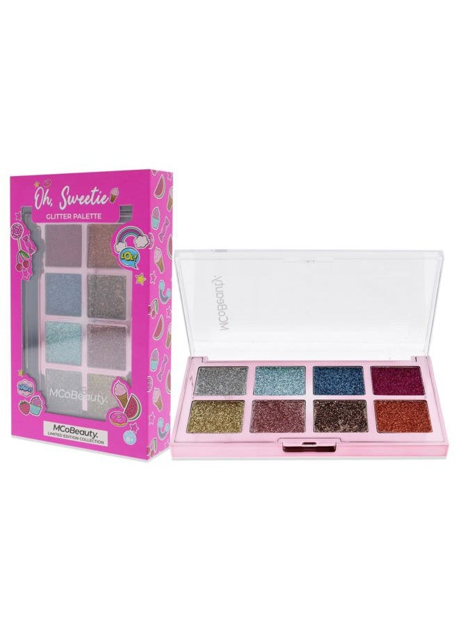 Oh Sweetie Glitter Palette - Consists Of 8 Finely Pressed Glitter Shades - Ultra-Soft And Highly Blendable - Giving You A Long-Wearing, High-Impact Glam Effect - For A Unique Look - 1 Pc