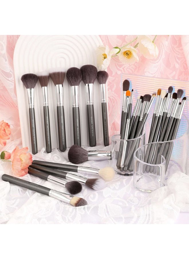 Docolor Professional Makeup Brush Set 29Pcs Makeup Brushes Valentines Day Gifts Premium Goat Synthetic Fiber Foundation Face Powder Blush Concealer Eyeshadows Make Up Brushes with PU Leather Case