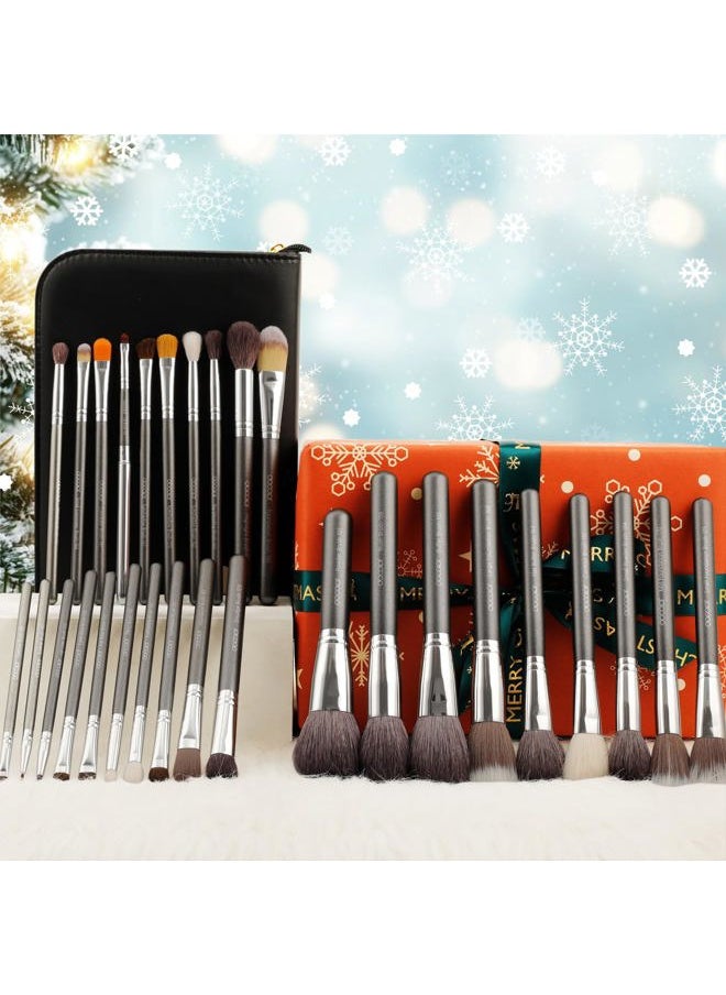 Docolor Professional Makeup Brush Set 29Pcs Makeup Brushes Valentines Day Gifts Premium Goat Synthetic Fiber Foundation Face Powder Blush Concealer Eyeshadows Make Up Brushes with PU Leather Case