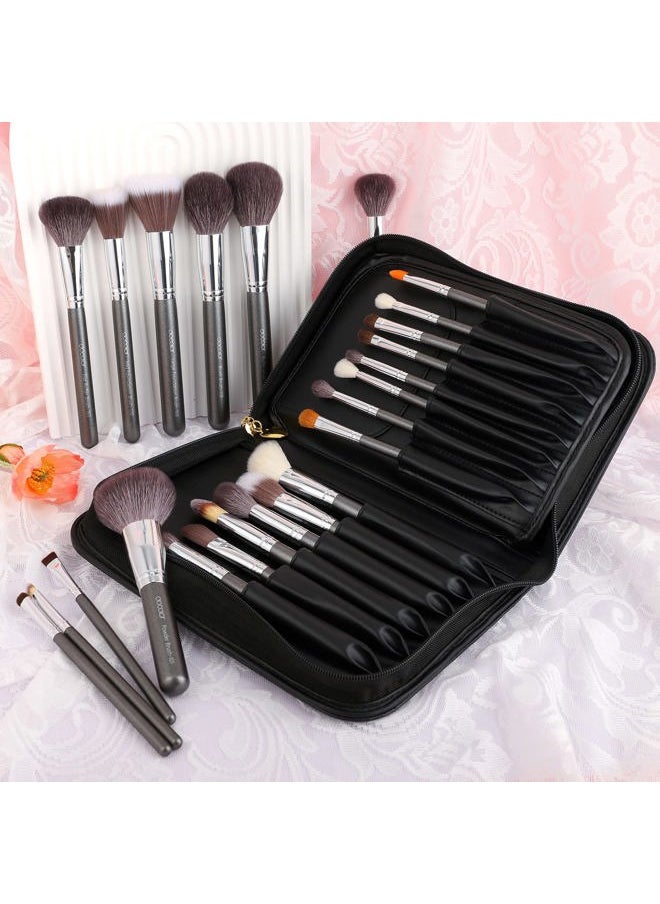 Docolor Professional Makeup Brush Set 29Pcs Makeup Brushes Valentines Day Gifts Premium Goat Synthetic Fiber Foundation Face Powder Blush Concealer Eyeshadows Make Up Brushes with PU Leather Case
