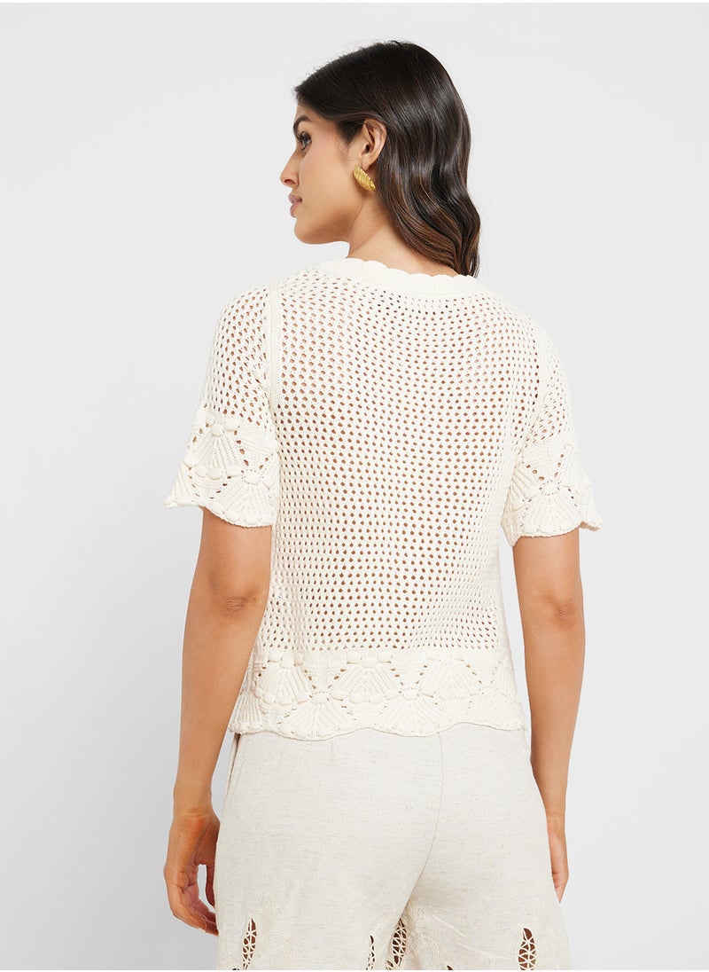 Button Down Knitted Cropped Cardigan