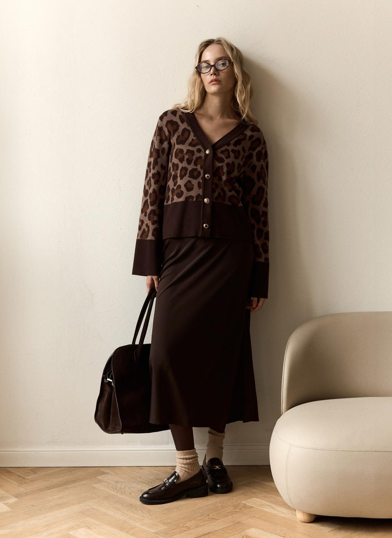 Knitted cardigan with leopard details