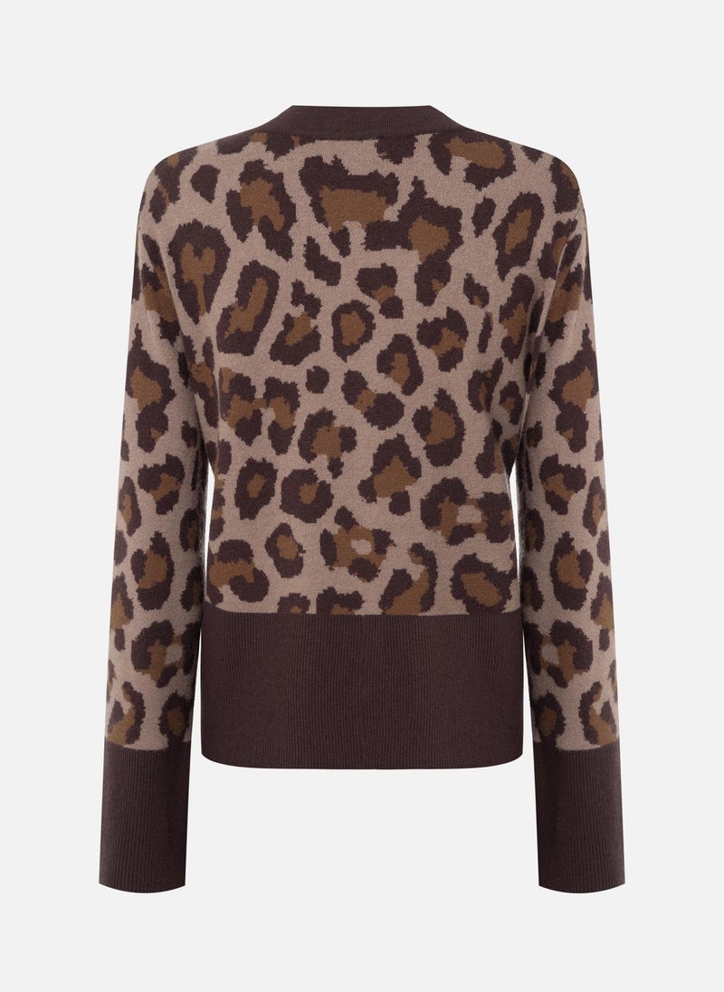 Knitted cardigan with leopard details
