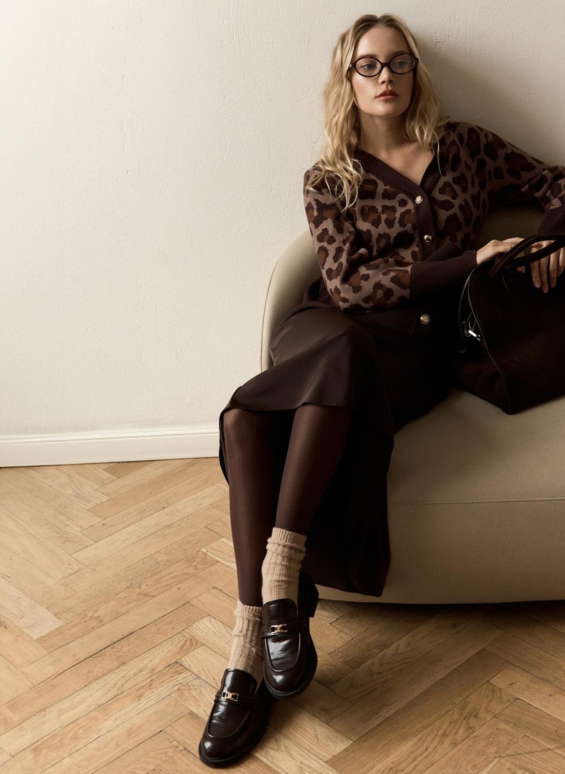 Knitted cardigan with leopard details