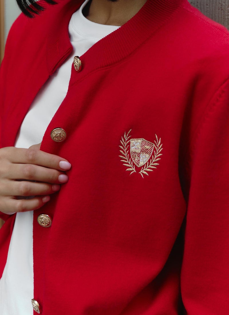 Cardigan with embroidery and golden buttons