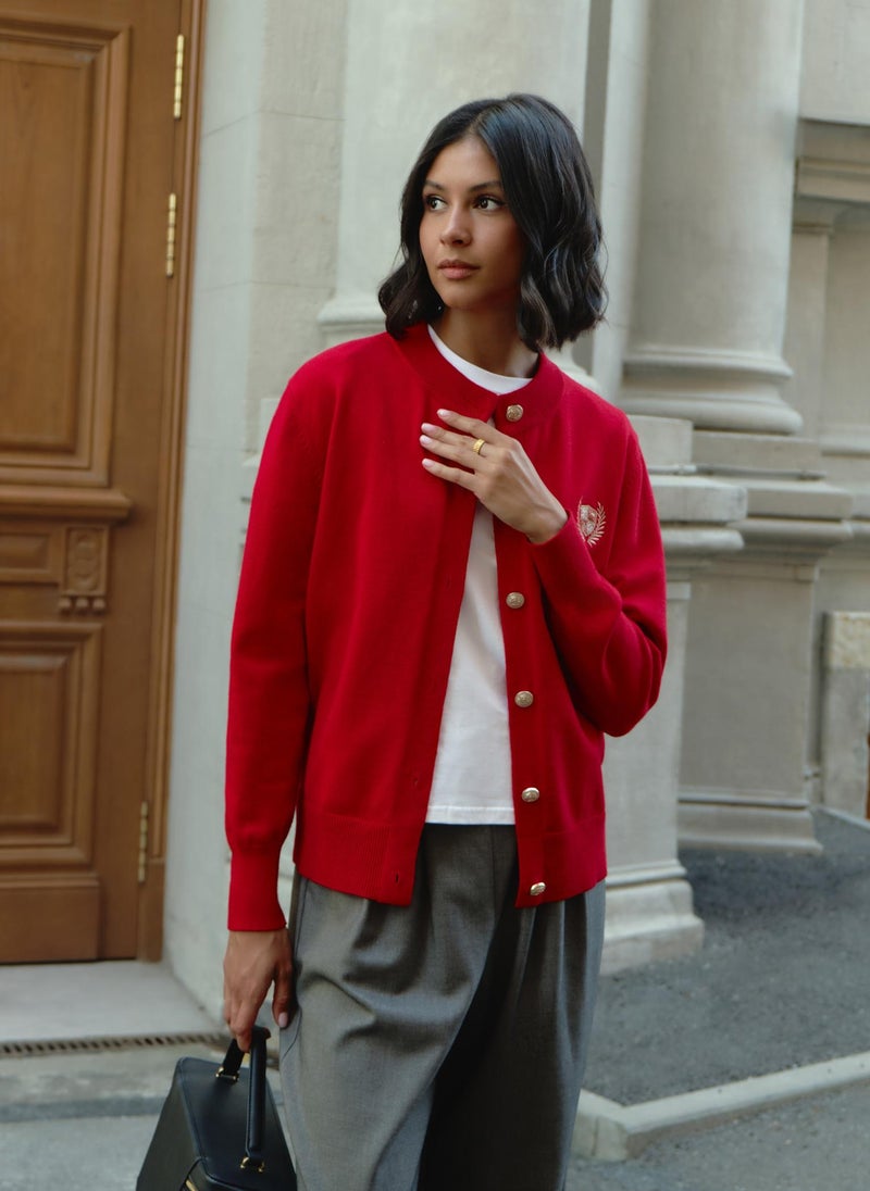 Cardigan with embroidery and golden buttons