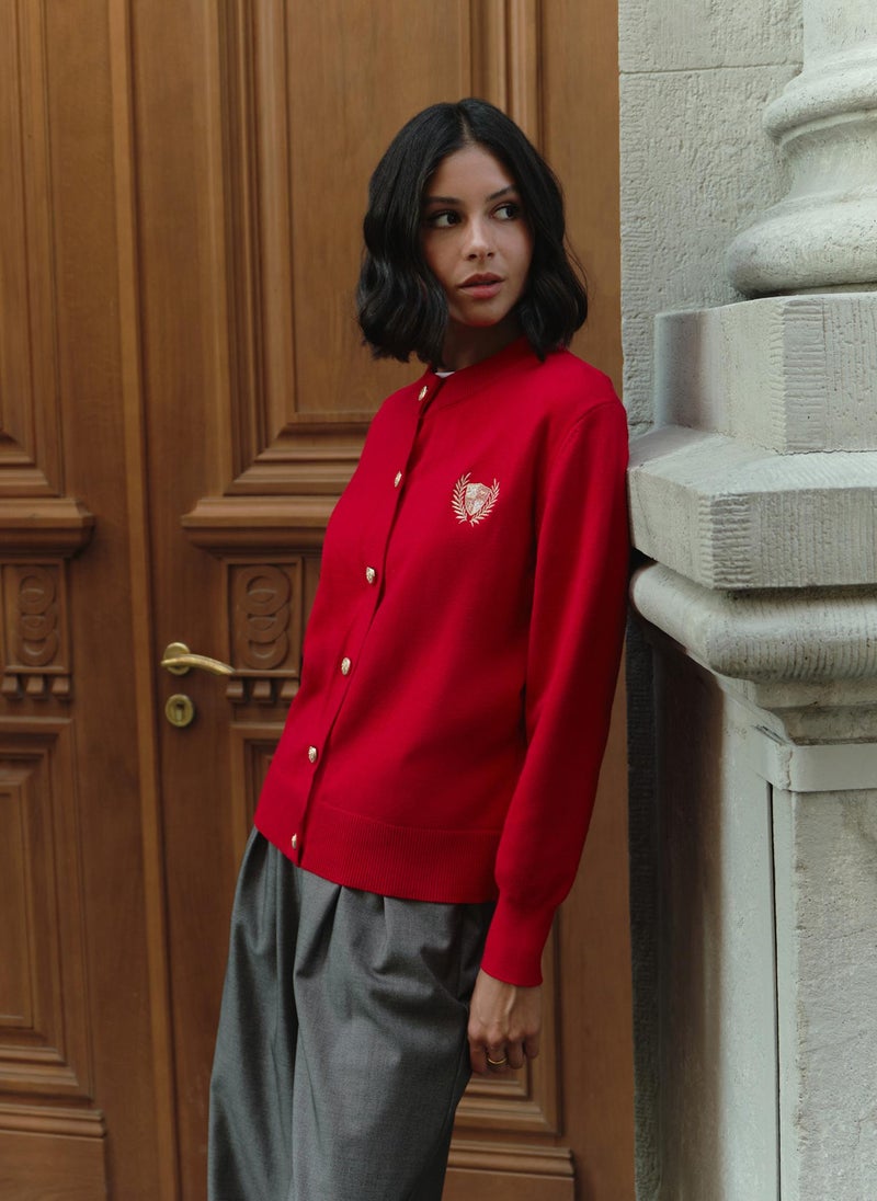 Cardigan with embroidery and golden buttons