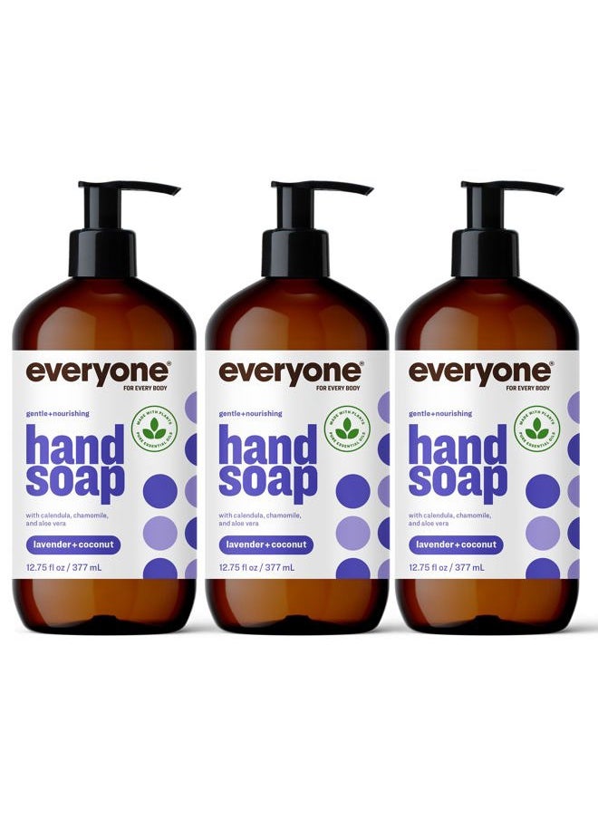 Everyone Liquid Hand Soap, 12.75 Ounce (Pack of 3), Lavender and Coconut, Plant-Based Cleanser with Pure Essential Oils