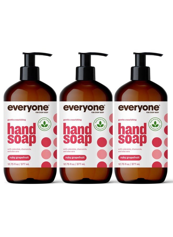 Everyone Liquid Hand Soap, 12.75 Ounce (Pack of 3), Ruby Grapefruit, Plant-Based Cleanser with Pure Essential Oils (Packaging May Vary)