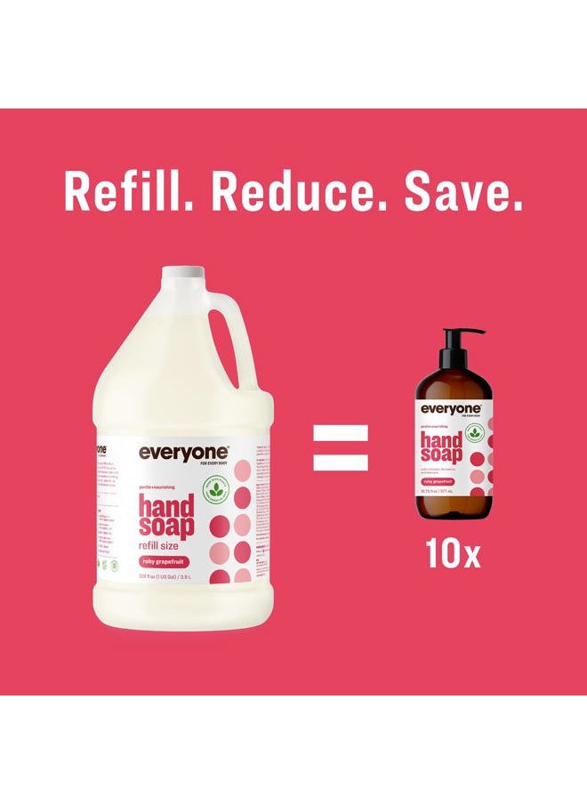 Everyone Liquid Hand Soap Refill, 1 Gallon, Ruby Grapefruit, Plant-Based Cleanser with Pure Essential Oils