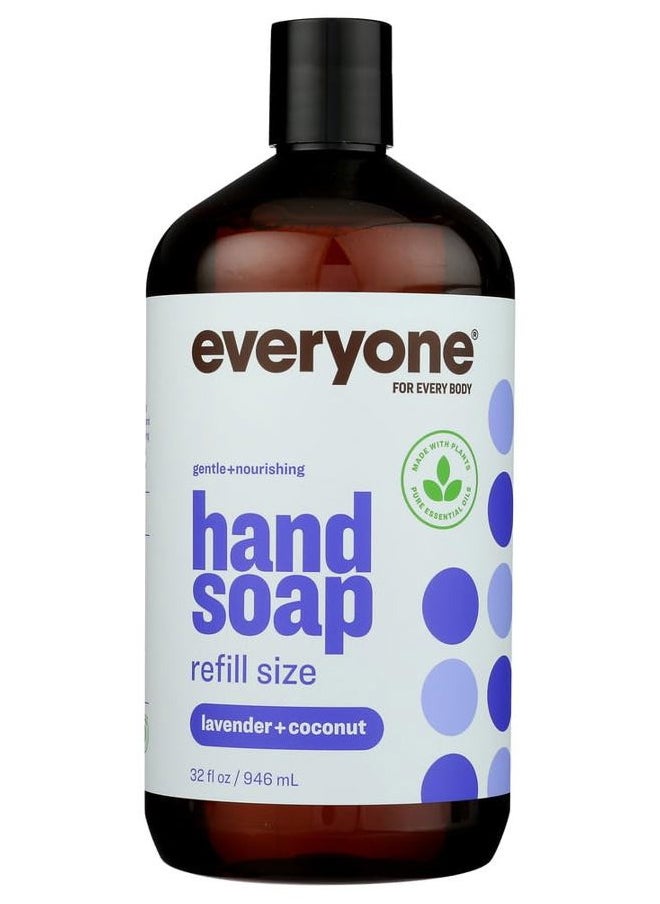 Hand Soap Refill, 32 Ounce (Pack of 6), Lavender and Coconut, Plant-Based Cleanser with Pure Essential Oils