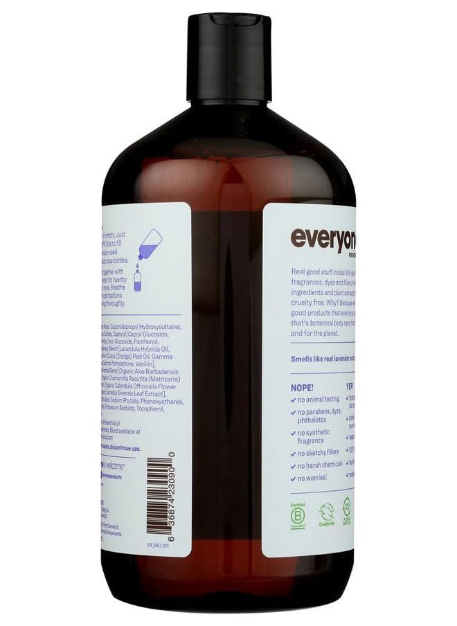 Hand Soap Refill, 32 Ounce (Pack of 6), Lavender and Coconut, Plant-Based Cleanser with Pure Essential Oils
