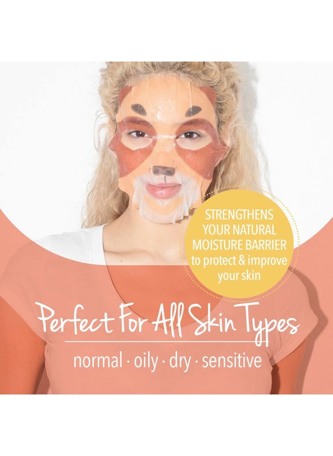 Pretty Animalz Facial Sheet Masks, Fun & Unique Skincare Face Mask with Animal Character Prints, Hydrating & Soothing Korean Facial Mask, Nourishing & Exfoliating Skin Care, Pack of 9
