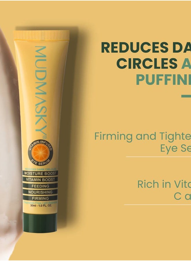 Vitamin-Infused Eye Serum 30ml / 1.0 FL. OZ. - Skin Care Serum with Vitamin C & K, Reduces Dark Circles, Firms, Moisturizes, Hydrates, Restores Youthful Skin, Eye Care for All Skin Types