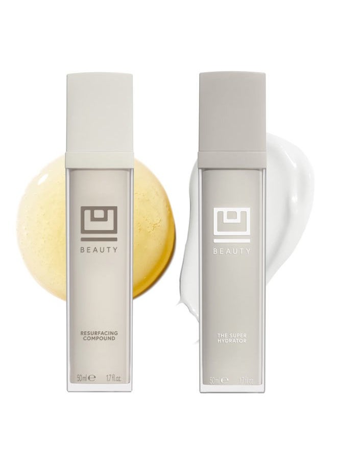 The U Beauty Duo - Resurfacing Compound & SUPER Hydrator Set - Vitamin C & E, Retinol, Hyaluronic Acid - Moisturizing Face Serum Duo for Smooth, Hydrated and Softer Skin, Set of 2 1.7 fl oz