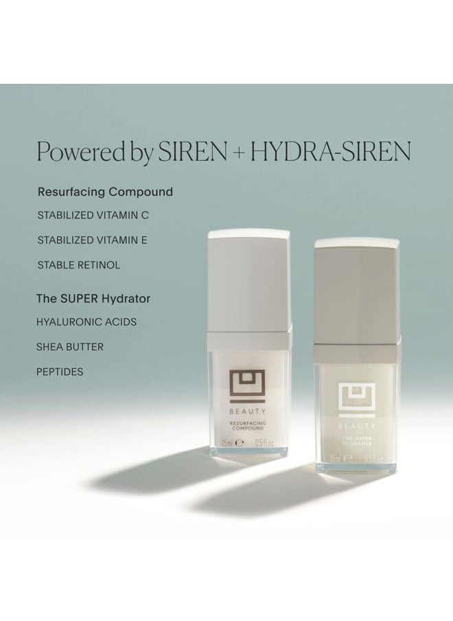 The U Beauty Duo - Resurfacing Compound & SUPER Hydrator Set - Vitamin C & E, Retinol, Hyaluronic Acid - Moisturizing Face Serum Duo for Smooth, Hydrated and Softer Skin, Set of 2 1.7 fl oz