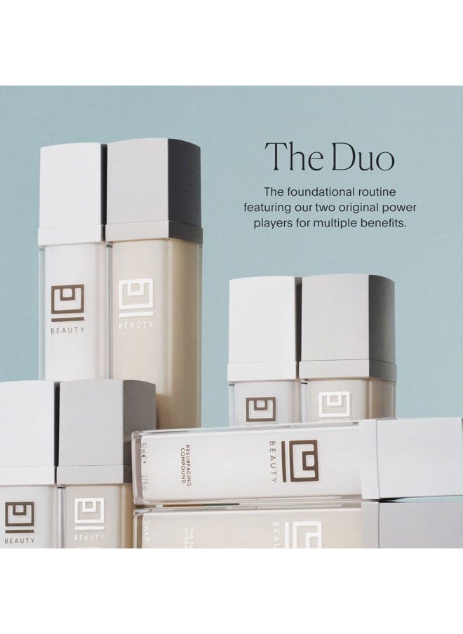 The U Beauty Duo - Resurfacing Compound & SUPER Hydrator Set - Vitamin C & E, Retinol, Hyaluronic Acid - Moisturizing Face Serum Duo for Smooth, Hydrated and Softer Skin, Set of 2 1.7 fl oz