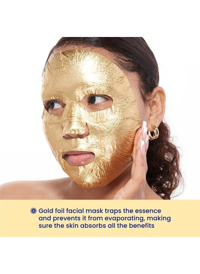 K Beauty Face Mask Skin Care - BE BRIGHT BE YOU BRIGHTENING Sheet Mask with Gold Foil & Lemon Fruit | Glowing Gold Brightening Face Mask (10 Pack)