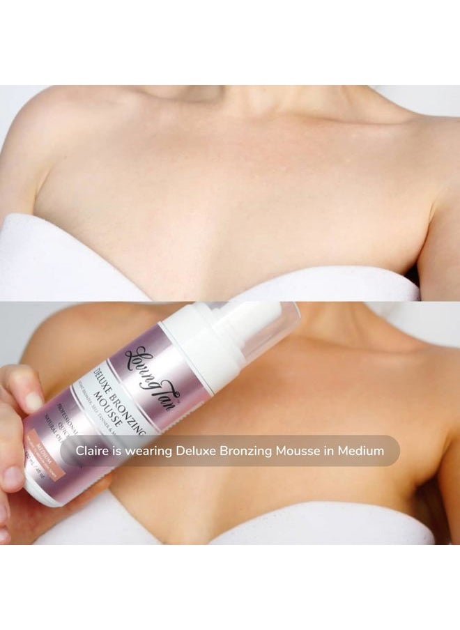 Deluxe Self Tanning Bronzing Mousse, Dark - Streak Free, Professional Quality Sunless Tanning - Up to 5 Self Tanner Applications per Bottle, Cruelty Free, Naturally Derived DHA - 4 FL Oz