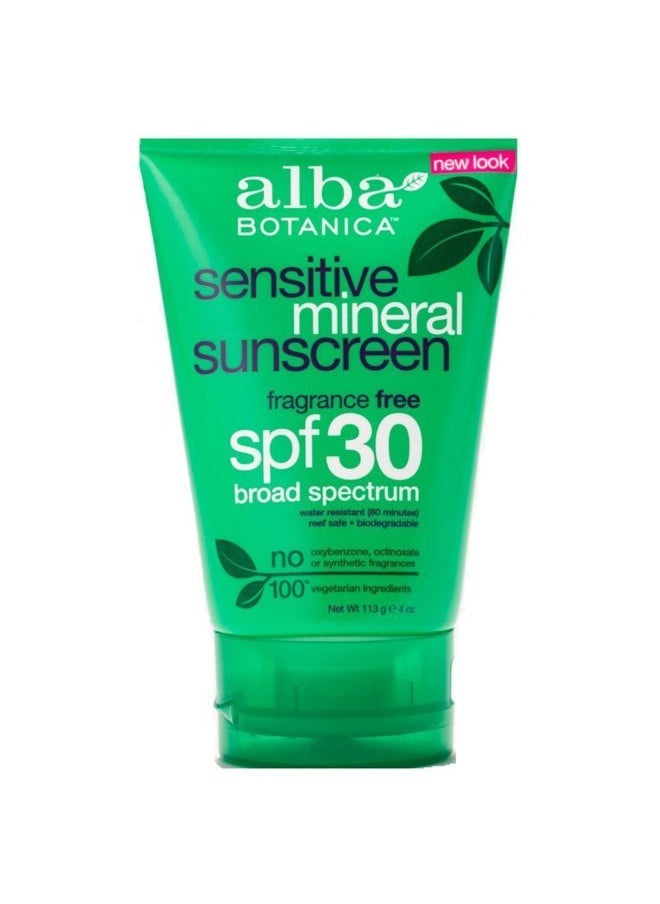 Sensitive Mineral Sunscreen Fragrance Free, SPF 30 4 oz (Pack Of 2)