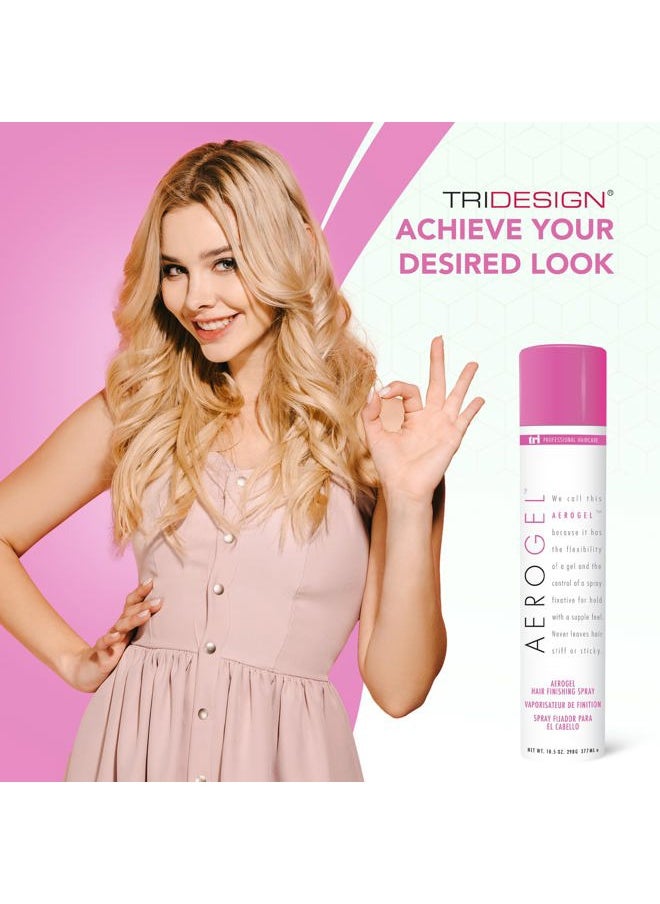 TRI Design Aerogel Hairspray - Strong Hold Hair Finishing Spray for Volumizing & Control, Flexible Styling for All Hair Types, Non-Sticky and Scented - For Women and Men - Pack of 6 (10.5 Oz)