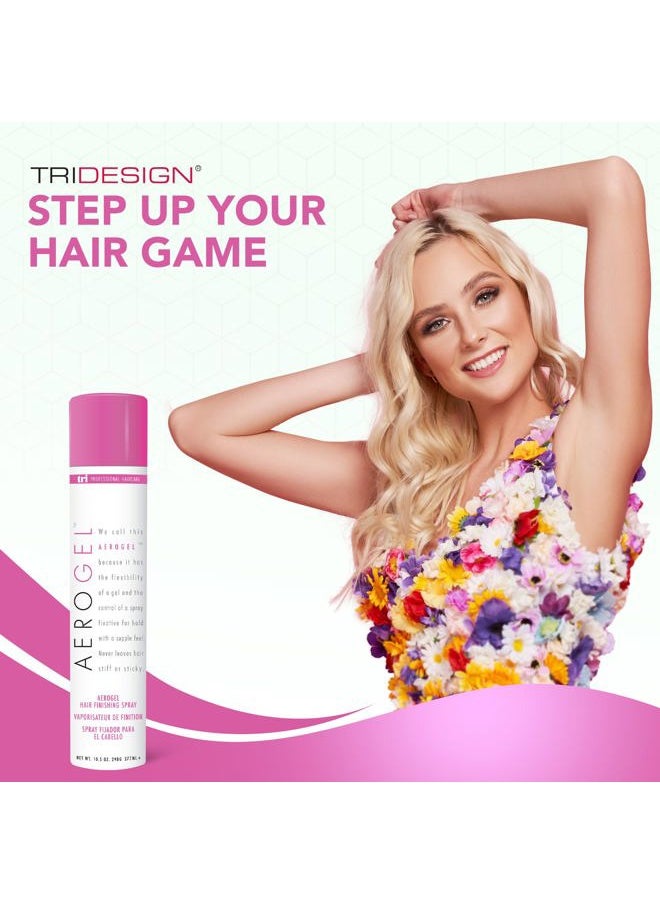 TRI Design Aerogel Hairspray - Strong Hold Hair Finishing Spray for Volumizing & Control, Flexible Styling for All Hair Types, Non-Sticky and Scented - For Women and Men - Pack of 6 (10.5 Oz)