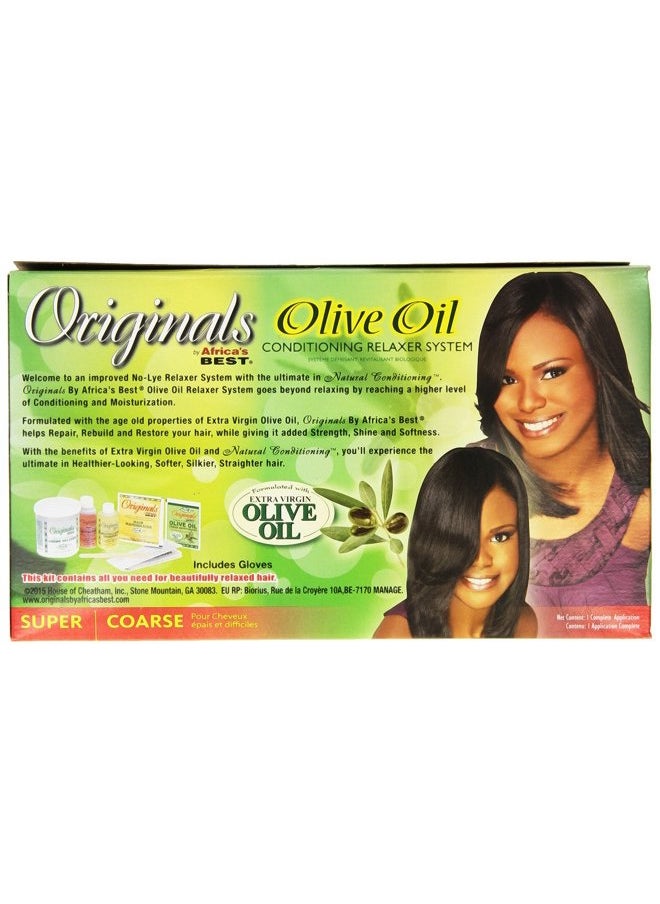 Olive Oil Hair Relaxer Kit, No lye Super / Coarse System, Conditions and Moisturizes For Healthier Looking, Softer, Silkier, Straighter Hair