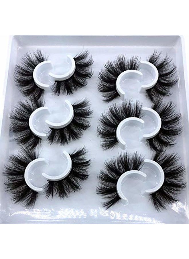 6 Pairs Fluffy False Eyelashes Natural Faux Mink Strip 3D Lashes Pack (MDF-12)