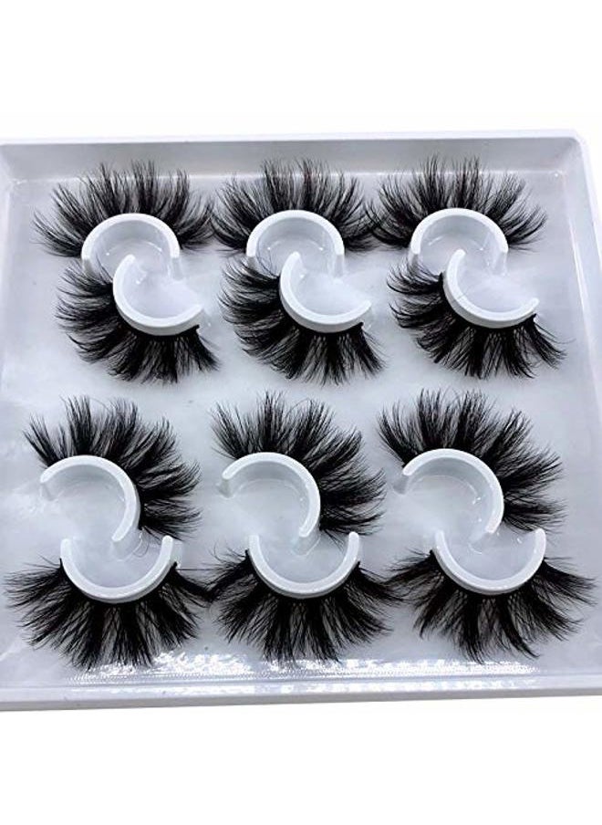 6 Pairs Fluffy False Eyelashes Natural Faux Mink Strip 3D Lashes Pack (MDF-12)