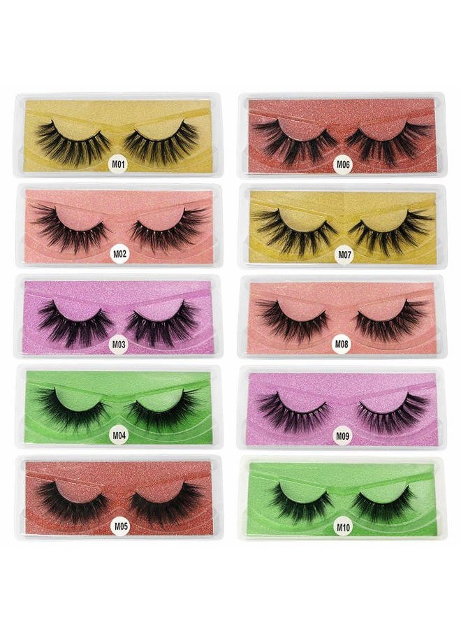 Wholesale Eyelashes 10/20/30/40/50/100 Pairs Faux 3D Mink Lashes Natural False Eyelashes Makeup Cilios Thick Mink Eyelashes In (mix 10pair)