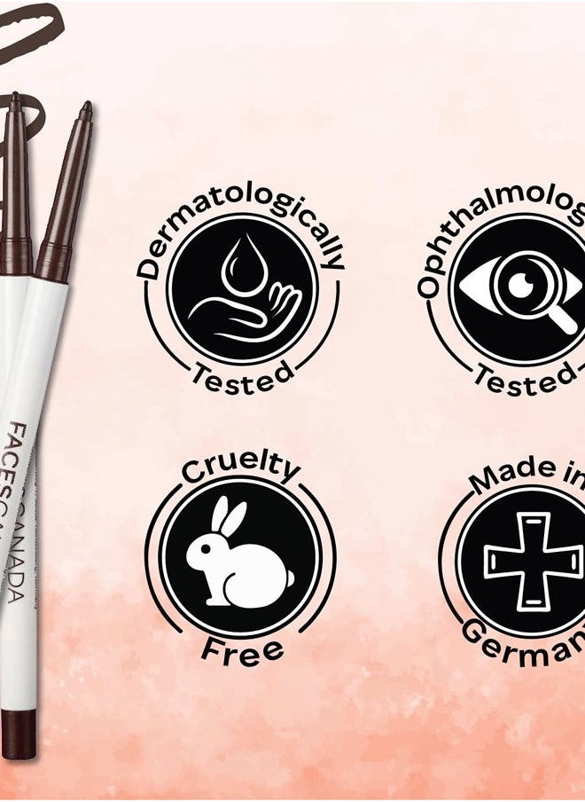 Ultime Pro Twist Eyeliner Pencil - Brown | 24 HR Long Stay | Intense Color In One Stroke | Matte Finish & Soft Texture | Waterproof & Smudge Proof | 0.01 Oz/0.35g