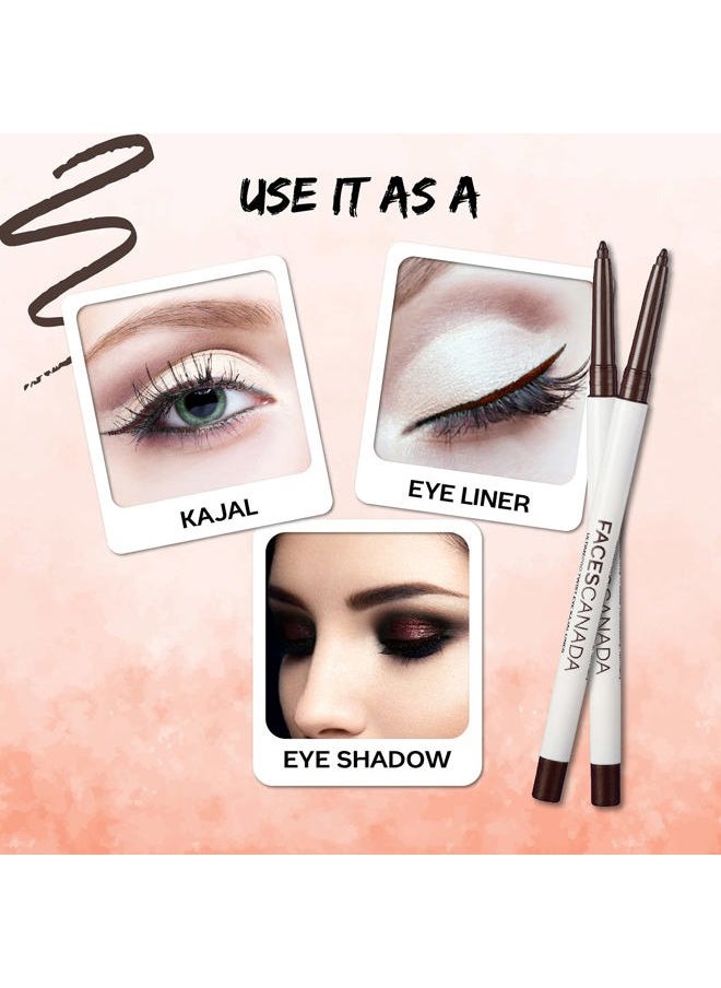 Ultime Pro Twist Eyeliner Pencil - Brown | 24 HR Long Stay | Intense Color In One Stroke | Matte Finish & Soft Texture | Waterproof & Smudge Proof | 0.01 Oz/0.35g