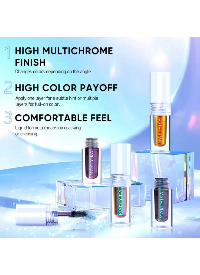 Glitter Eyeshadow Teal Liquid Multichrome Eyeshadows Long Lasting, Metallic Chameleon Eye Shadow Smudgeproof Holographic Eye Topper Glitters (#3 Dawn)