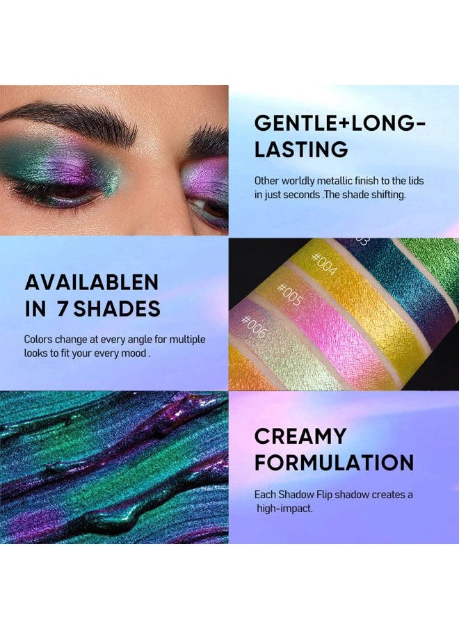 Glitter Eyeshadow Teal Liquid Multichrome Eyeshadows Long Lasting, Metallic Chameleon Eye Shadow Smudgeproof Holographic Eye Topper Glitters (#3 Dawn)
