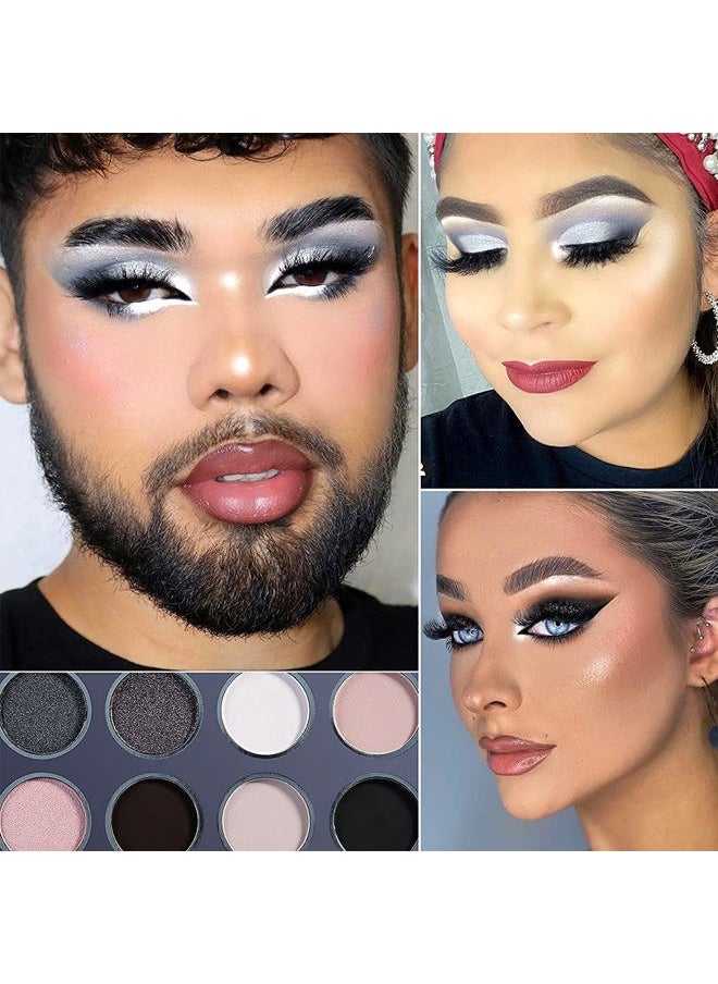 Smokey Grey Eyeshadow Palette, Black Gray Smoky Eye Shadow Pallet Goth Halloween Makeup, Matte Shimmer Neutral Silver Eyeshadow Pallets, Long Lasting Natural Nude Makeup Palette, Cruelty Free