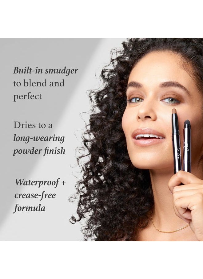 Eyeshadow 101 Crème-to-Powder Waterproof Eyeshadow Stick Duo – Long-Lasting, Crease-Proof, Easy Apply with Built-in Smudger - Champagne Shimmer and Pearl Shimmer